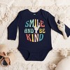 The Juniper Shop Mini Smiley Smile and Be Kind Aria Long Sleeve Bodysuit - 12M - Navy - 3 of 4