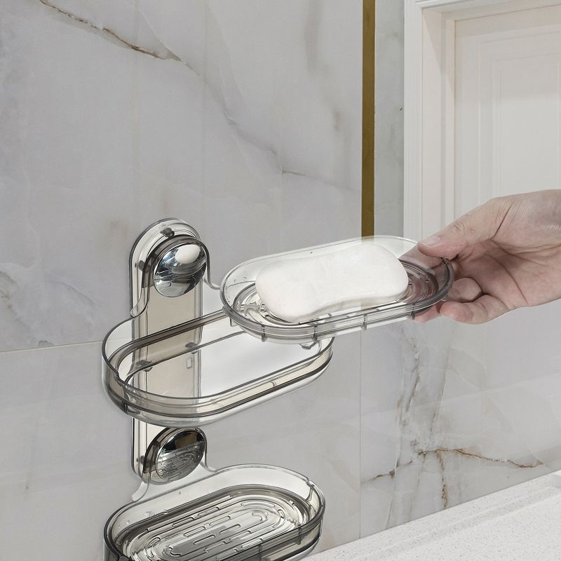 Unique Bargains Bathroom Double Layer Wall Mounted Soap Holder 6.10"x4.13"x9.65", 4 of 8