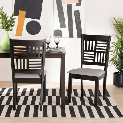 2pc Deanna Fabric and Wood Dining Chair Set Brown - Baxton Studio