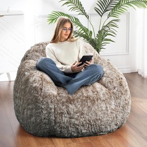 Bean Bag Chair, Faux Fur Bean Bag Chairs for Adults, Kids Bean Bag Couch with Armrest, Soft Foam Filled Fluffy Couch Lazy Sofa Chair - 1 of 4