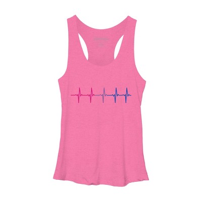 Adult Design By Humans Bisexual Pride Rainbow Heartbeat By Thingsandthings Racerback Tank Top