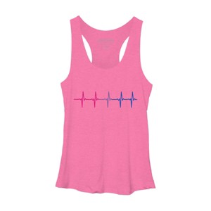 Adult Design By Humans Bisexual Pride Rainbow Heartbeat By Thingsandthings Racerback Tank Top - 1 of 2