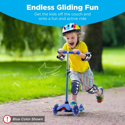 Black Adjustable Kids Kick Scooter with Light-Up Wheels