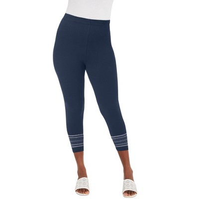 Jessica London Women's Plus Size Everyday Stretch Cotton Capri Legging