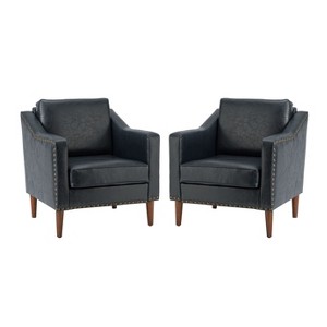 Set of 2 Bonita Transitional Vegan Leather Armchair with Removable Seat Cushion and Nailhead Trims| ART OF LIVING DESIGNS - 1 of 4