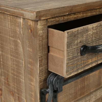 Rustic Brown Wood Sliding Barn Door Storage Cabinet