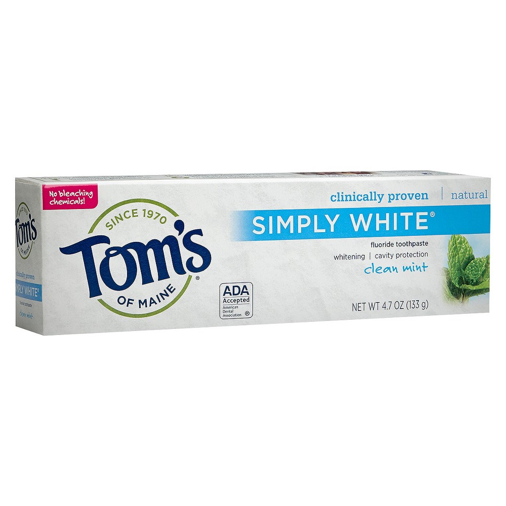 UPC 077326148068 product image for Tom's of Maine Simply White Clean Mint Natural Toothpaste - 4.7oz | upcitemdb.com