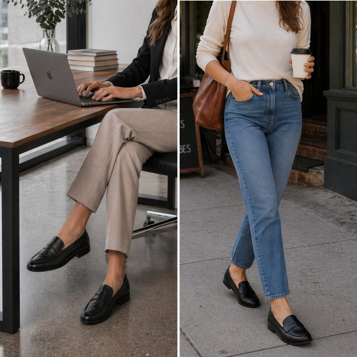 Женские туфли Alpine Swiss Helen Womens Leather Penny Loafers Comfortable Slip On Flat Shoes Dressy Professional Work Flats Black 6 — фото 4