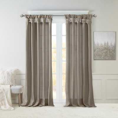 PAGED Faux Silk Blackout Curtains for Bedroom,Window Curtain Panel with Twisted Tab Top,Lined,Curtains for Living Room,Machine Washable