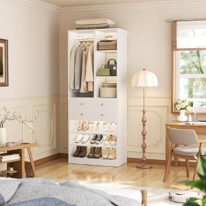 Aheaplus Closet Organizer System with Drawers and Adjustable Shelves, Freestanding Walk-in Wooden Closet - 1 of 4