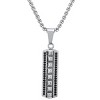 Steeltime 24" Men's stainless steel and simulated black diamonds long bar studded pendant - 2 of 4