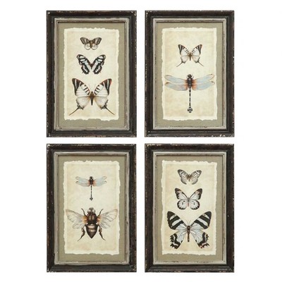 Framed Insect Wall Art Black/Cream 4pk - 3R Studios