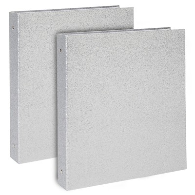Paper Junkie 2 Pack Silver Glitter 3 Ring Binders, 250 Sheet Capacity (10.75 x 12 x 1.75 In)