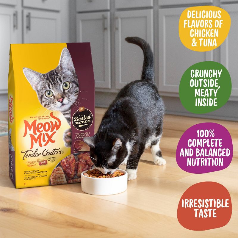 Meow Mix Tender Centers with Basted Bites with Flavors of Chicken &#38; Tuna Adult Complete &#38; Balanced Dry Cat Food - 3lbs, 5 of 10