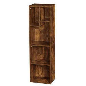 VECELO 5 Shelf Bookcase, Modern Storage Cabinet with Height Difference Shelves, Floor Standing Display, Horizontal Avaiable, Easy Assembly - 1 of 4