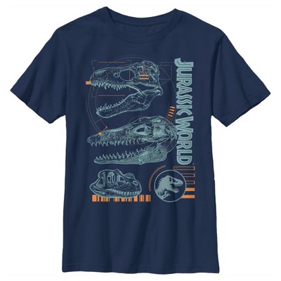 Boy's Jurassic World Fallen Kingdom Fossil Dinosaur Skulls T-Shirt - Navy  Blue - Large