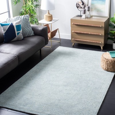 Aqua Hand-Tufted Wool Rectangular Area Rug 3' x 5'