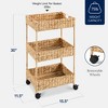 Best Choice Products 3-Tier Water Hyacinth Rolling Utility Cart w/ Weaved Baskets - 2 of 4