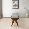 Kumasinova Rattan Solid Wood Bench, Mid-Century Modern Ottoman Bench with Natural Rattan Upholstery, Versatile Bed Bench & Entryway Bench - 3 of 4