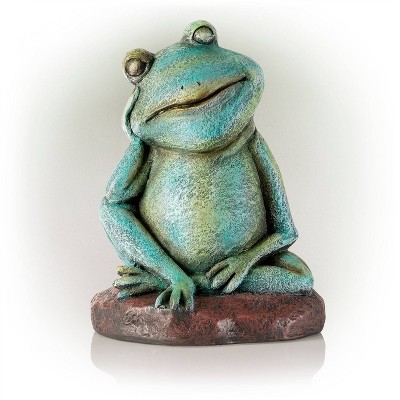 Alpine 15" Magnesium Oxide Pensive Frog Statue