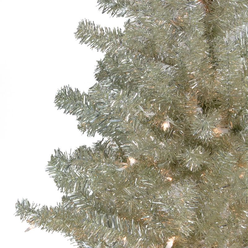 Northlight 7' Prelit Artificial Christmas Tree Metallic Sheer Champagne Tinsel - Clear Lights, 4 of 9