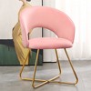Furniliving Faux Velvet Vanity Chair, Modern Accent Chair for Vanity, Upholstered Makeup Stoolfor Bedroom, Living Room, Dressing Room - 2 of 4