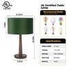 HBEZON 18.5'' Walnut Table Lamp with Green Round Velvet Shade for Bedroom, Living Room, Dining Room, Office, Study - 3 of 4