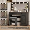 43.4"W Makeup Vanity Table with Large Mirror and 11 LED Light, Brightness Adjustable, Dressing Table Desk with 2 Drawers & Stool - ModernLuxe - image 4 of 4