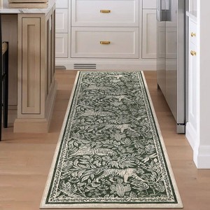 Faux Wool Modern Tiger Pattern Area Rug Ultra Thin Machine Washable Non Slip Stain Resistant Non Shedding Pet Friendly Floor Rug - 1 of 4