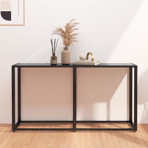 vidaXL Console Table Black 55.1 in.x13.8 in.x29.7 in. Tempered Glass - 1 of 4