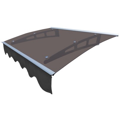 Vynxaria 47" x 34" Door Window Awning - Brown Roof Canopy