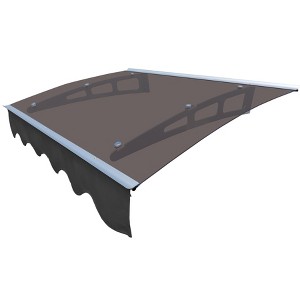 Vynxaria 47" x 34" Door Window Awning - Brown Roof Canopy - 1 of 4