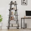 5 Tier Ladder Shelf, 72'' Tall Bookshelf with Steel Frame & Adjustable Shelves, Industrial Storage Rack for Living Room, Classroom, Library, School - 3 of 4