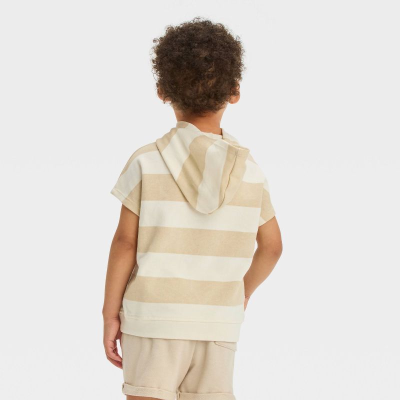 Grayson Mini Toddler Boys' French Terry Striped Hoodie T-Shirt - Beige, 3 of 4