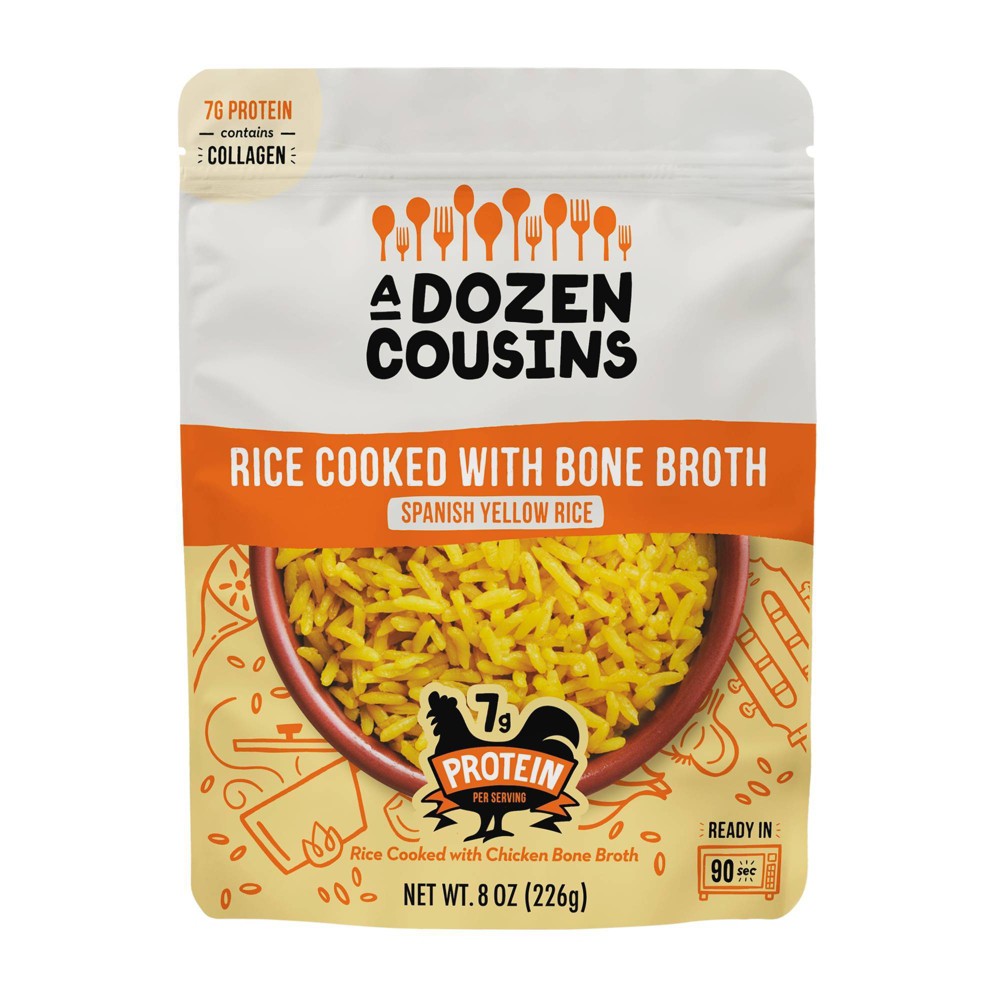 A Dozen Cousins RTE Rice Cooked in Bone Broth: Spanish Yellow Rice - 8oz