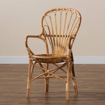 Sheraton Handmade Rattan Armchair with Woven Detailing - Brown
