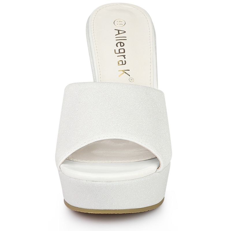 Allegra K Women's Glitter Platform Slip-on Wedge Heels Sandals, 2 of 7