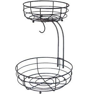 Aoibox 2-Tier Countertop Fruit and Vegetables Basket with Banana Hanger, Bronze - Stylish and Functional Storage Solution for Fresh Produce - 1 of 4