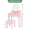 Girls Vanity Set - Lighted Mirror Play Table with Stool & Wooden Makeup Playset - 3 of 4