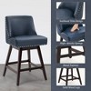 Arceso Bar Stools Set of 2, 26 Inch Swivel Counter Stools with Back, Faux Leather Upholstered Barstools, Solid Wood Legs with Footrest,  for Kitchen - 4 of 4