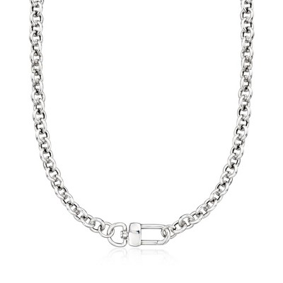 Ross-Simons Italian Sterling Silver Cable Chain Modern-Lock Necklace