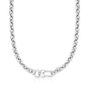Ross-Simons Italian Sterling Silver Cable Chain Modern-Lock Necklace - 1 of 3