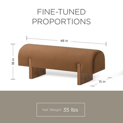 Juno 48'' Brown Upholstered Wooden Bench with Padded Seat