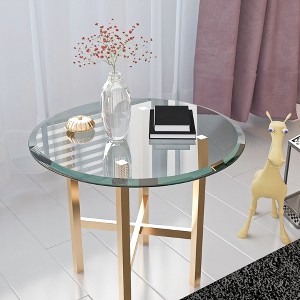 Bencmate Coffee Tables Round Glass Table Top For Living Room, Office, Tabletop Only, Anti-Impact, Heat-Resistant Glass, Clear, :24"*24"*0.47" - 1 of 4