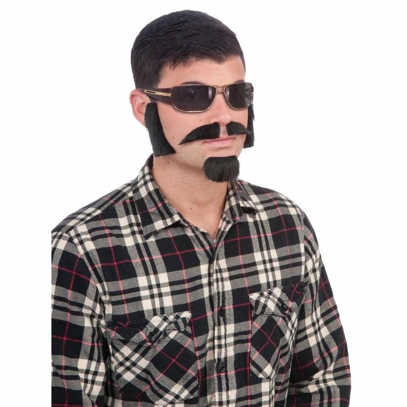 Brown Facial Hair Costume Kit With Sideburns, Mustache, And Goatee, 1 of 2