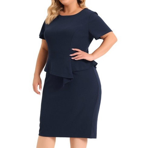 Navy blue peplum dress hotsell plus size