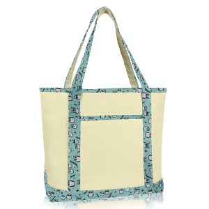 Dalix Owl Tote Shoulder Bag Natural Cotton Canvas - 1 of 4