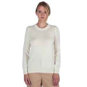JENNIE LIU Women's 100% Pure Cashmere Long Sleeve Crew Neck Pullover Sweater - 1 of 4