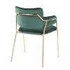 Set of 2 Napoli Contemporary Chairs Gold/Emerald Green Velvet - LumiSource: Chrome-Plated, Metal Legs, Floor Protectors - 4 of 4