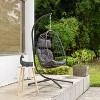 Brafab Hanging Egg Chair with Steel Stand and Fluffy Cushion, Lounge Wicker Iron Swing Chairs for Indoor Outdoor Patio Garden - 4 of 4